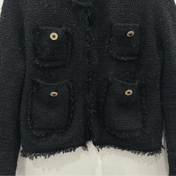 Zara Black Metallic Tweed Thread Knit Cardigan Jacket. - Picture 10 of 10